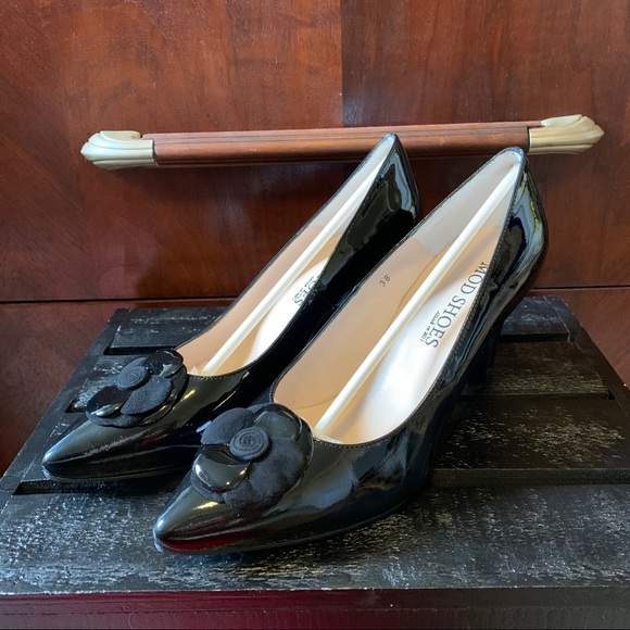 NWT UK Mod Shoes Vtg Repro Black Heels - Picture 1 of 6